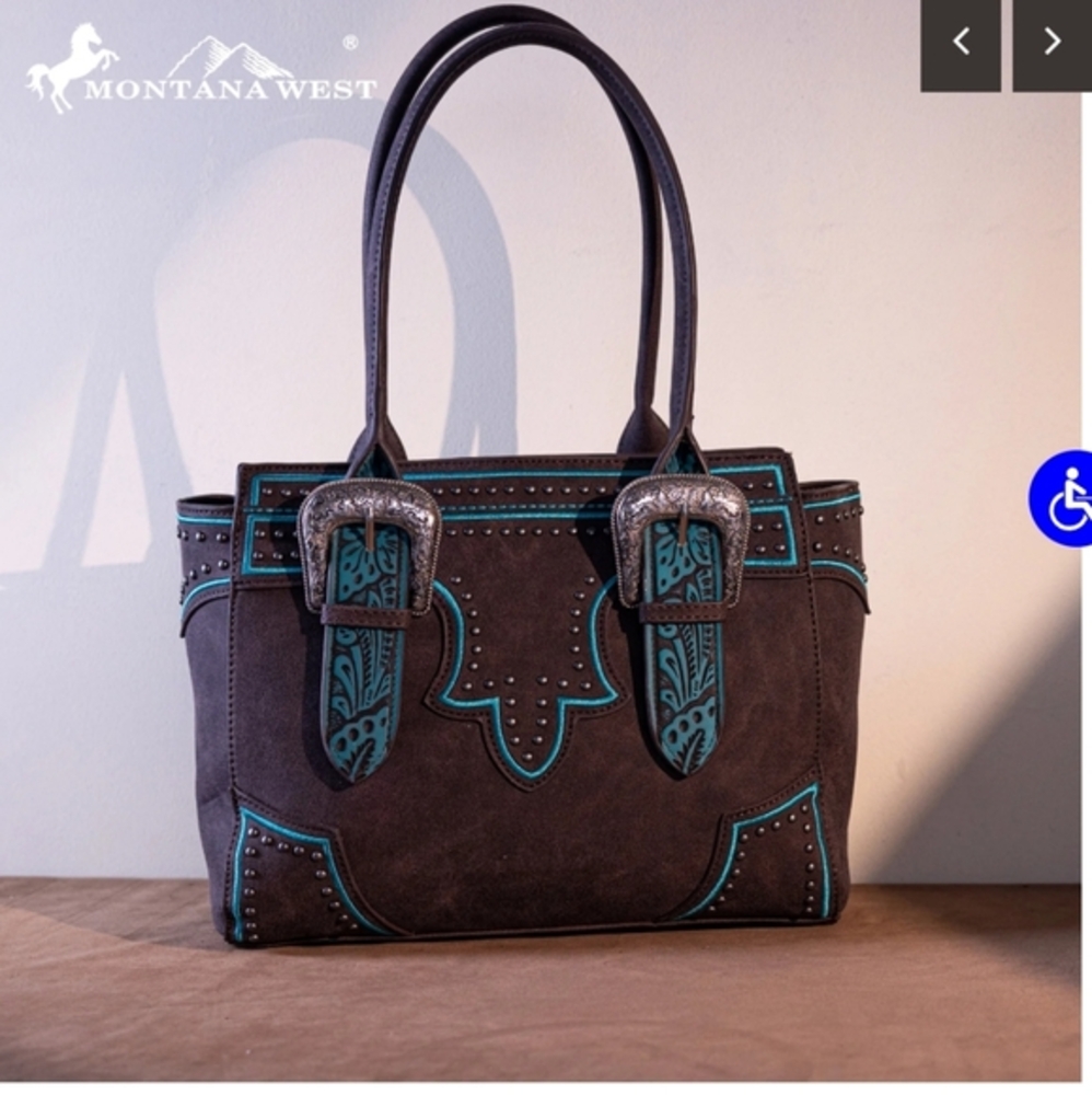 Montana West Brown and Teal Tote Bag, Coffee Color is 1st 3 📸